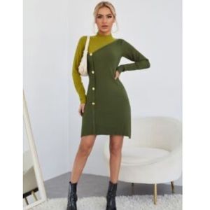 SHEIN Mock Neck Button Detail